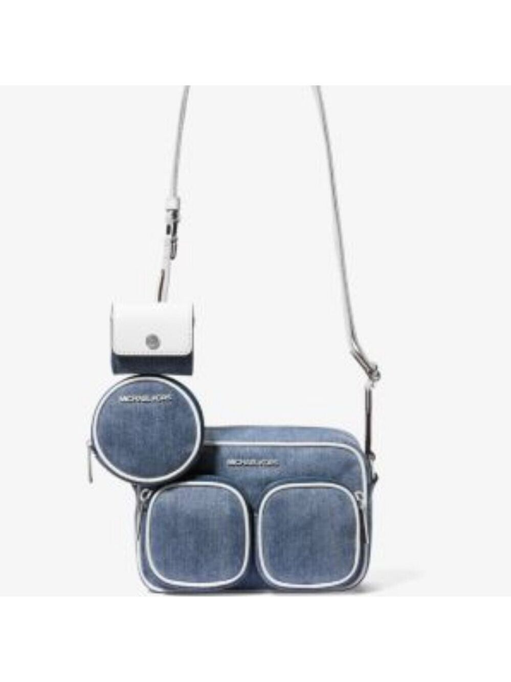NWT F/S Jet Set Medium Denim Crossbody Bag with Case for Apple Airpods Pro - Picture 2 of 4